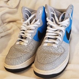 Blue and Gray Nike Air Force Ones